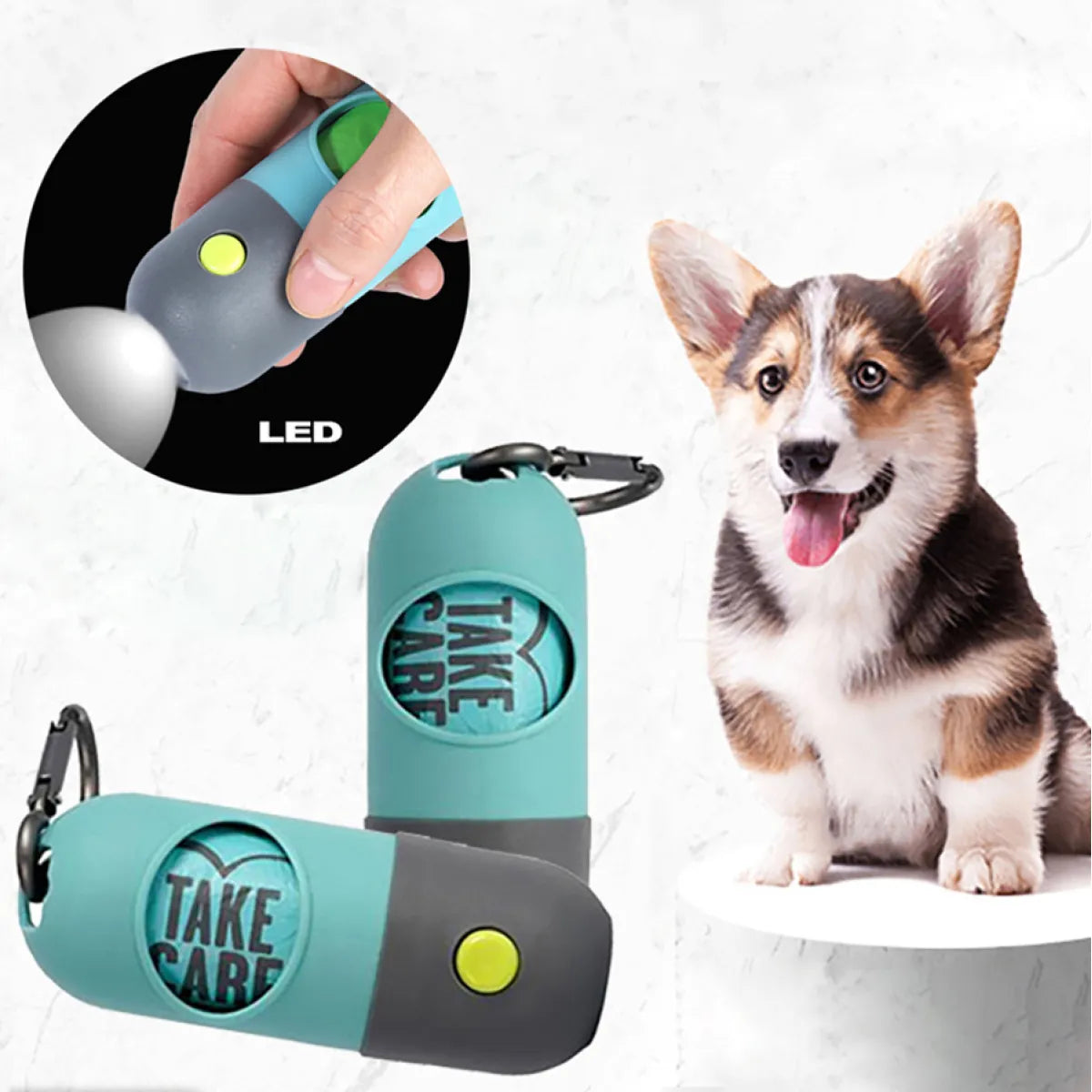 LED Pet Waste Bag Dispenser Organizer