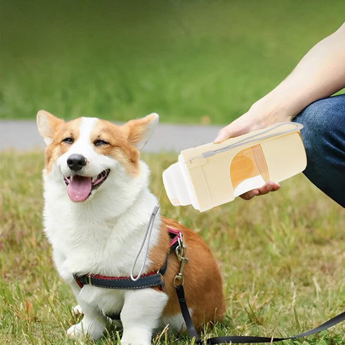 2-in-1 Portable Pet Water Bottle & Food Dispenser